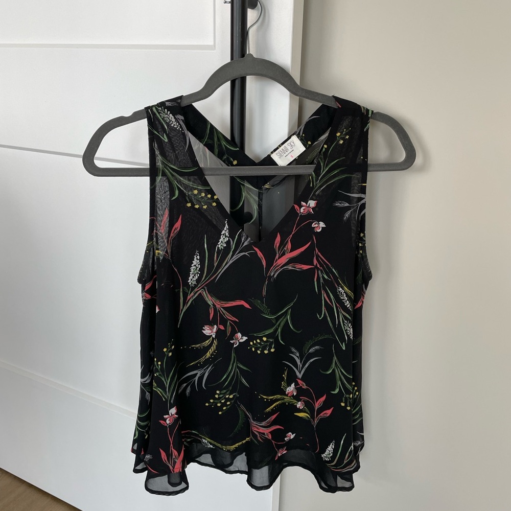 Sienna Sky Coral and Green Tank Top.